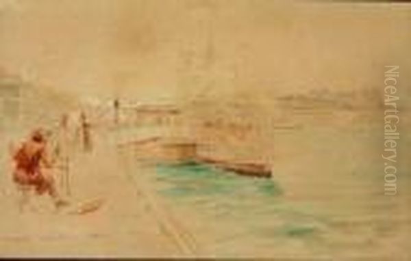Peintre Sur Les Quais Devant Notre Dame Oil Painting by Georges Stein