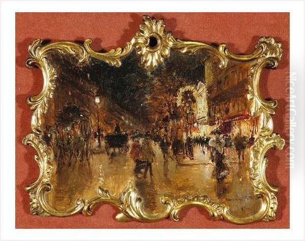 Paris, Les Grands Boulevards Oil Painting by Georges Stein