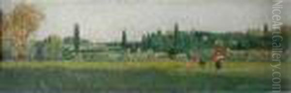 Paysage Anime A Montgeron Oil Painting by Georges Stein