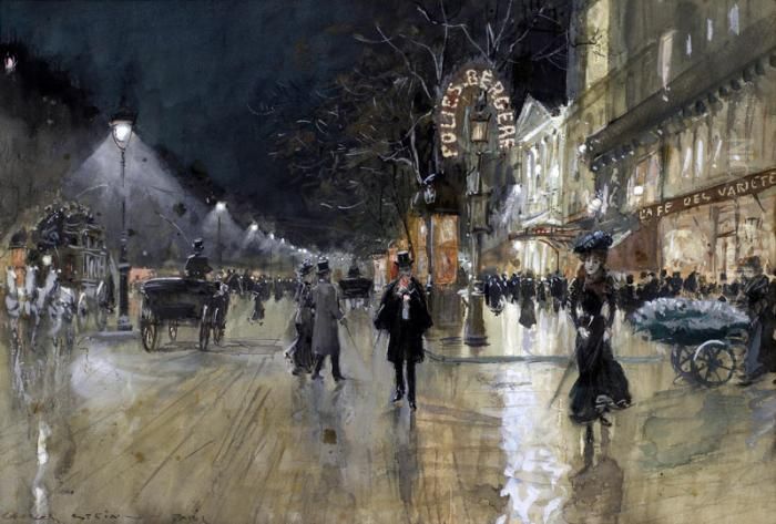 Les Grands Boulevards, Cafe Des Varietes Oil Painting by Georges Stein