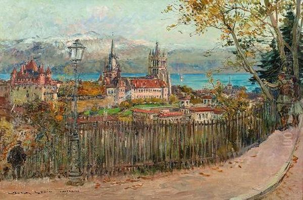 Ansicht Von Lausanne. Oil Painting by Georges Stein