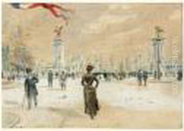 Paris, Le Pont Alexandre Iii Oil Painting by Georges Stein
