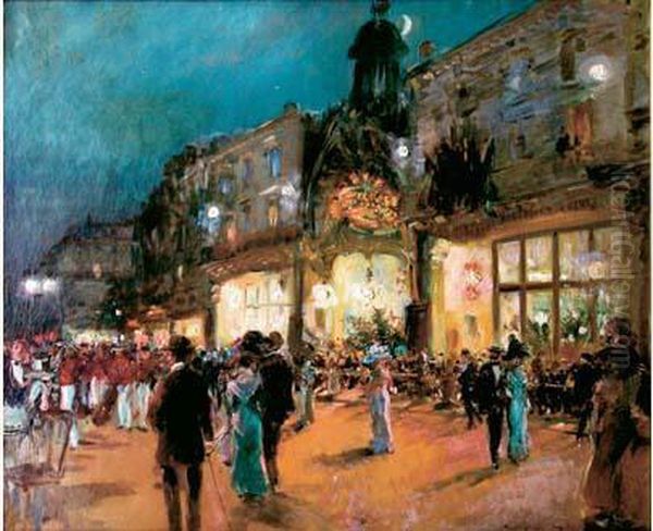 Le Casino Des Fleurs A Vichy Oil Painting by Georges Stein