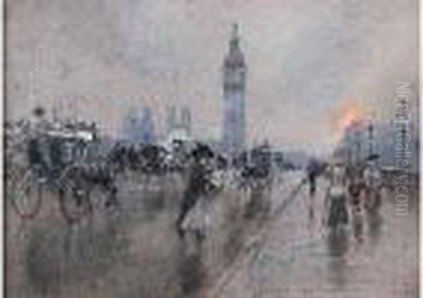 Londres, Westminster, Circa 1910 Oil Painting by Georges Stein