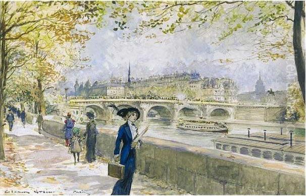 Elegante Au Bord De La Seine Oil Painting by Georges Stein