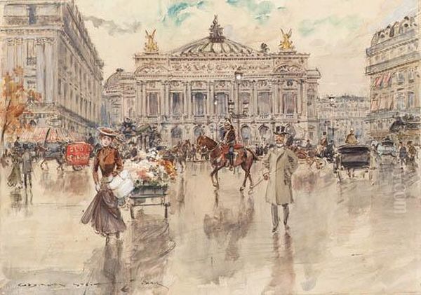 Place De L'opera Oil Painting by Georges Stein