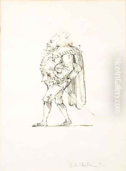 Portrait of a man in profile to the left Oil Painting by Johan Tobias Sergel