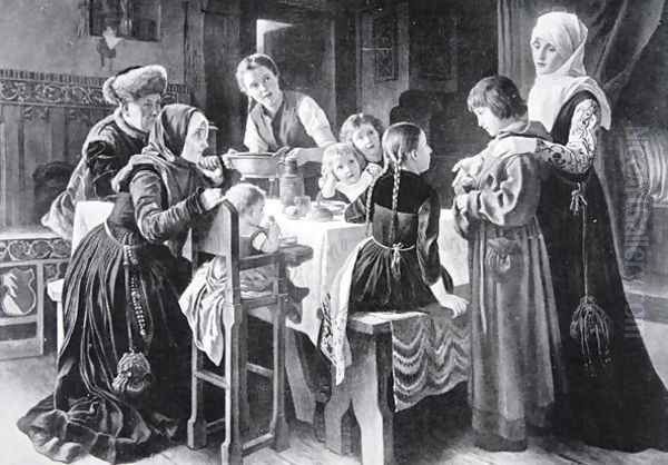The boyhood of Martin Luther, illustration from The History of the Nation Oil Painting by Gustav Adolph Spangenberg