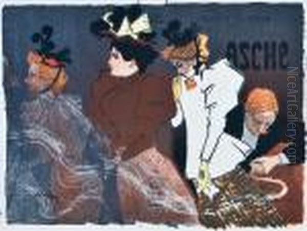 Asche Oil Painting by Theophile Alexandre Steinlen