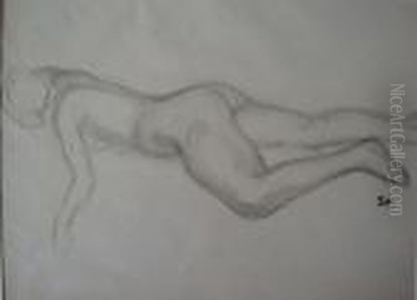 Nu Allonge Oil Painting by Theophile Alexandre Steinlen