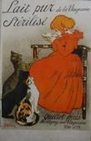 Lait Pur De La Vingeanne..... Oil Painting by Theophile Alexandre Steinlen