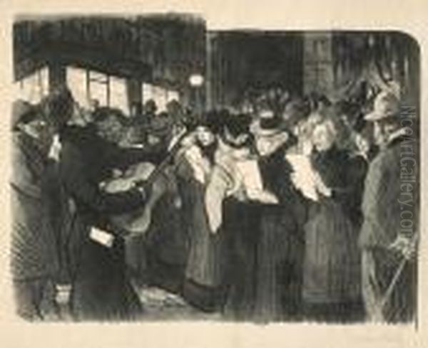 Les Chanteurs Des Rues Oil Painting by Theophile Alexandre Steinlen