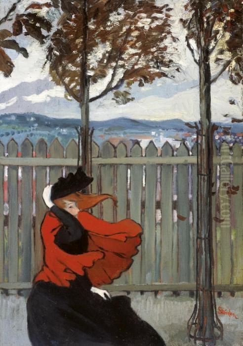 Le Coup De Vent Oil Painting by Theophile Alexandre Steinlen