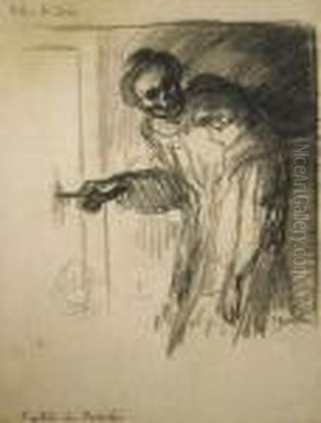 Fille De Joie -l'entree Du Paradis Oil Painting by Theophile Alexandre Steinlen