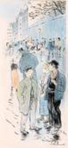 Les Gamins Des Rues 
The Street Roamers Oil Painting by Theophile Alexandre Steinlen