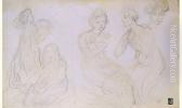 Etude De Figures Feminines Oil Painting by Theophile Alexandre Steinlen