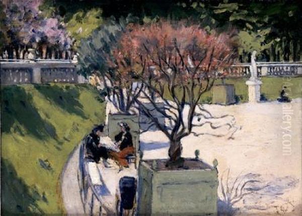 Luxembourg Gardens Oil Painting by Theophile Alexandre Steinlen