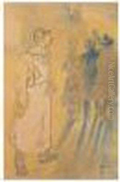 Quand Les Poetes S'en Vont Par Trois Oil Painting by Theophile Alexandre Steinlen