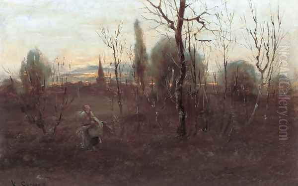 Bringing Faggot Oil Painting by Bela Spanyi