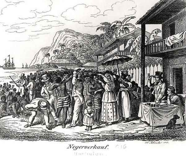 Slave Market in Martinique Oil Painting by Albert Schule