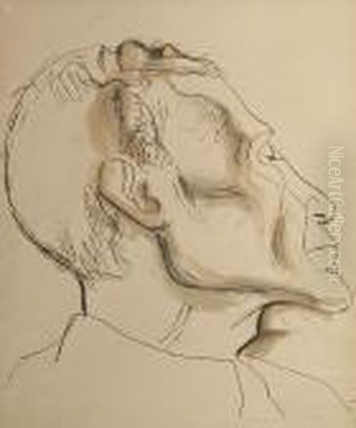 Head Of An Indian Oil Painting by Joseph Stella