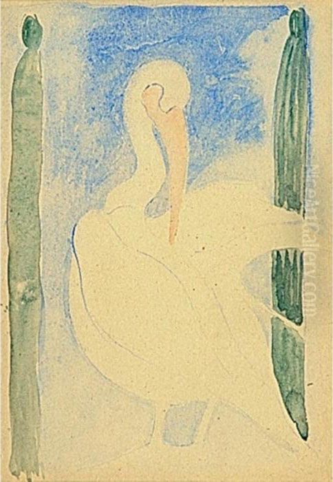 Swan Oil Painting by Joseph Stella