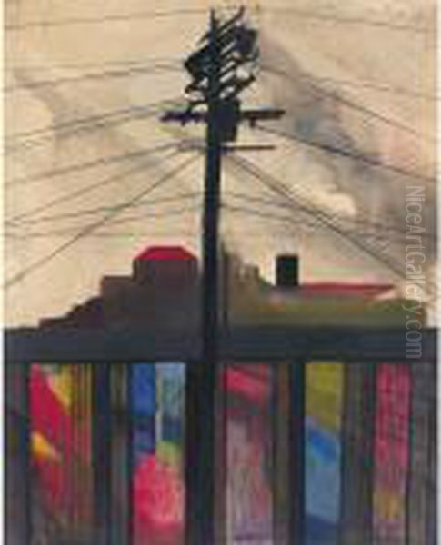 Telegraph Pole Oil Painting by Joseph Stella