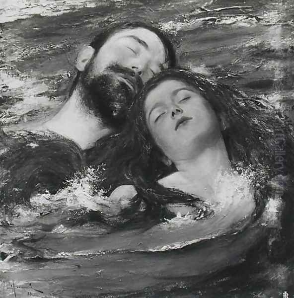 Berceuse Bleue, 1898 Oil Painting by Adolfo Scarselli