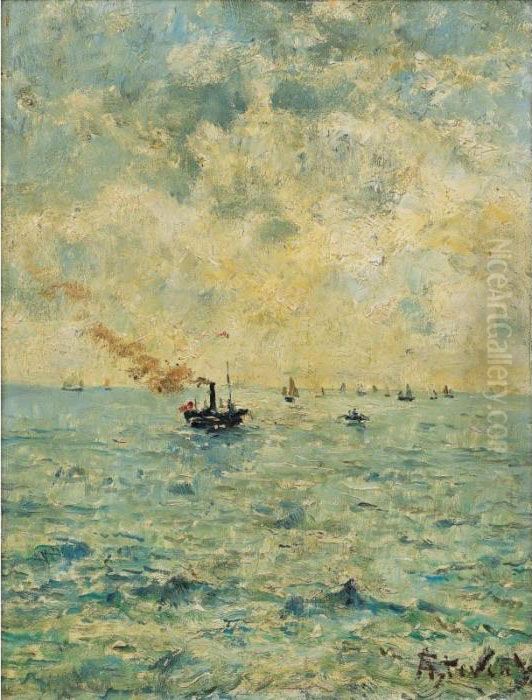 Marine [ ; Marine ; Signed Lower
 Right A. Stevens ; Will Be Included In The Catalogue Raisonne Being 
Prepared By The Comite Stevens] Oil Painting by Aime Stevens