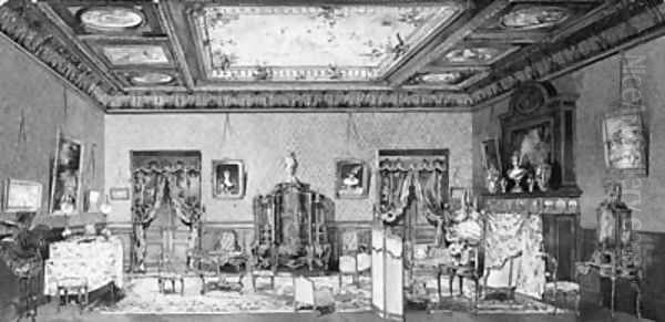 A Study Of A Drawing Room Interior Oil Painting by French School