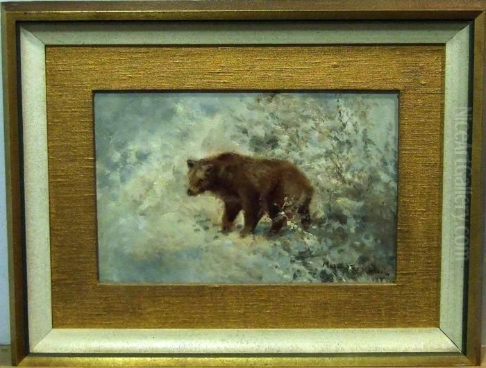 Bjorn I Vinterlandskap.20 Oil Painting by Mosse Stoopendaal