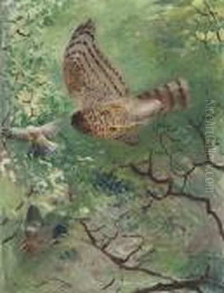 Smafaglar Och Rovfagel Oil Painting by Mosse Stoopendaal