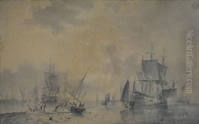 Scene Portuaire Oil Painting by Abraham Storck