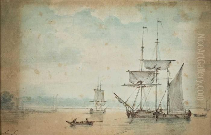 Uferlandschaften Mit Segelschiffen Oil Painting by Abraham Storck