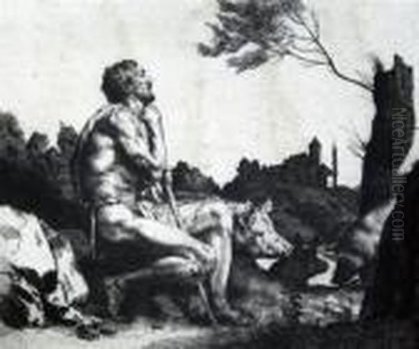 Swineherd Oil Painting by William Strang