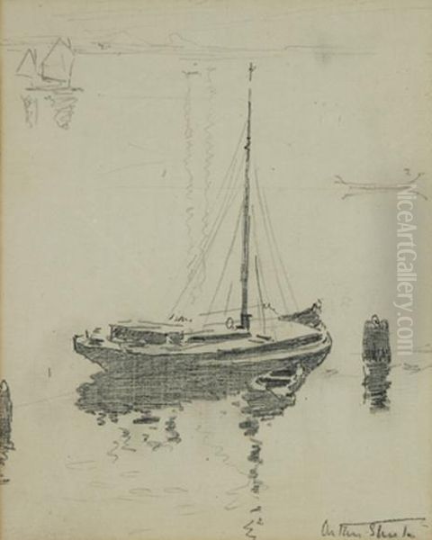 Boats On The Lagoon, Venice Oil Painting by Arthur Streeton