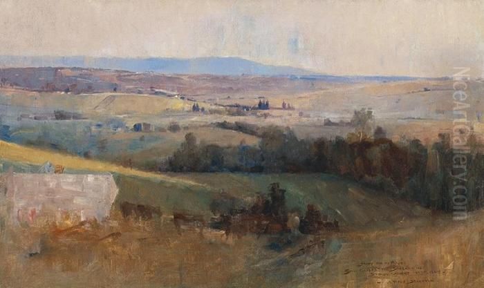 Study For Still Glides Thestream Oil Painting by Arthur Streeton