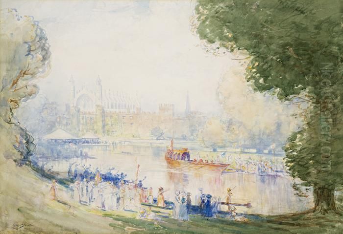 The King's Barge At Eton Oil Painting by Arthur Streeton
