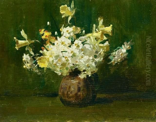 A Bunch Of Flowers Oil Painting by Arthur Streeton