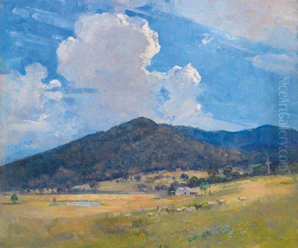 Hill And Cloud Oil Painting by Arthur Streeton