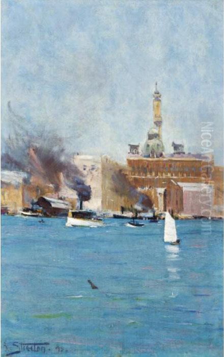 Circular Quay, Sydney Harbour Oil Painting by Arthur Streeton