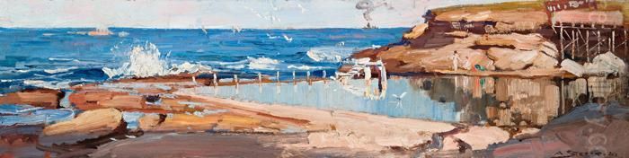 Coogee Baths Oil Painting by Arthur Streeton