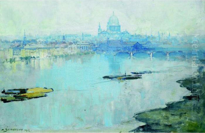 St Paul's And The River Oil Painting by Arthur Streeton