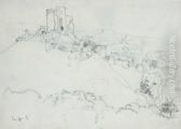 A Study Of Corfe Castle Oil Painting by Arthur Streeton