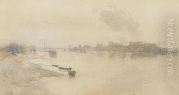 Albert Bridge, Cheyne Walk, Chelsea Oil Painting by Arthur Streeton