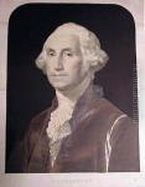 Hand-colored Lithograph By 
Julien, New York, 1854, Pale Timestain,scattered Tears, Losses, Foxing 
And Other Discoloration In Themargins And Verso, Some Old Linen Tape And
 Glue Residue Verso,other Lesser Defects, With Margins, Framed Oil Painting by Gilbert Stuart