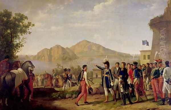 Joachim Murat 1767-1815 Marshal of France and King of Naples Ordering the Capture of Capri in 1808 Oil Painting by Johann Heinrich Schmidt