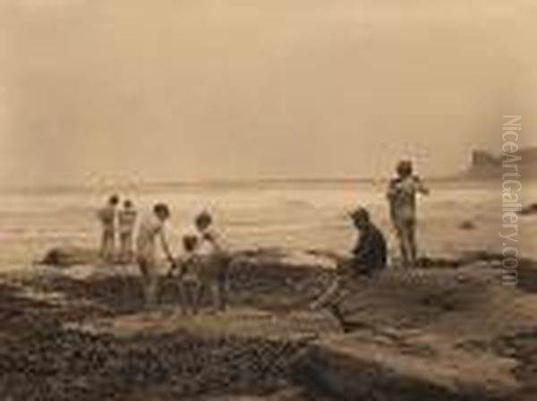 His First Bath, 1880-89 Oil Painting by Frank Meadow Sutcliffe