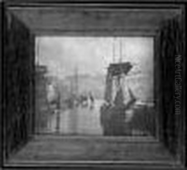 View Of Whitby Harbour, 1880s Oil Painting by Frank Meadow Sutcliffe