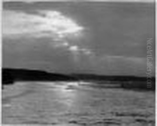 Attribue A Etudes D'apres Nature
 : Maison De Campagne, Vue De Mer, Campagne, Riviere, Ca. 1870. Oil Painting by Frank Meadow Sutcliffe